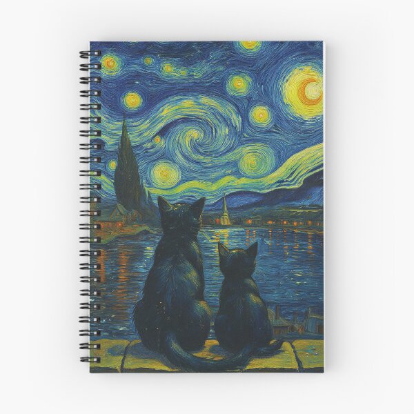 Item preview, Starry Night Cats Wall Art (Van Gogh Style Cat Painting) designed and sold by DVNarts.