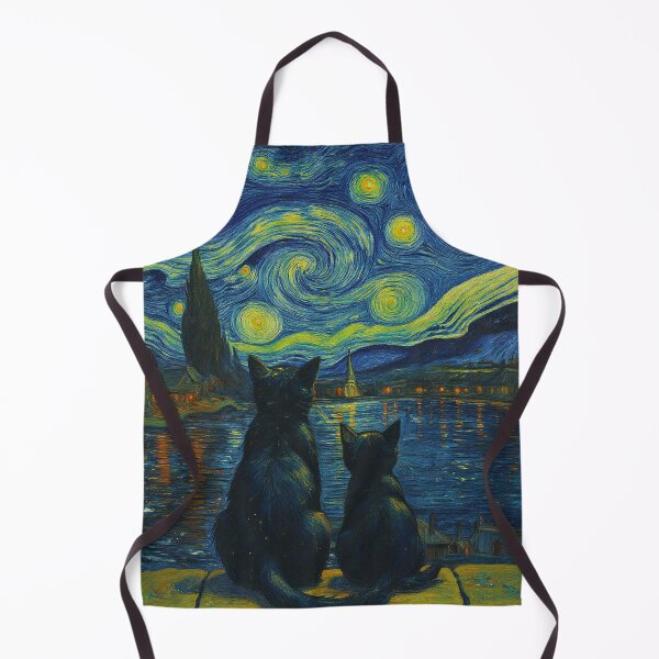 Item preview, Starry Night Cats Wall Art (Van Gogh Style Cat Painting) designed and sold by DVNarts.