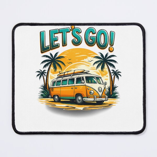 Item preview, Lets Go Retro Surf Van Tropical Sunset Road Trip Adventure designed and sold by Joshua Mcallister.