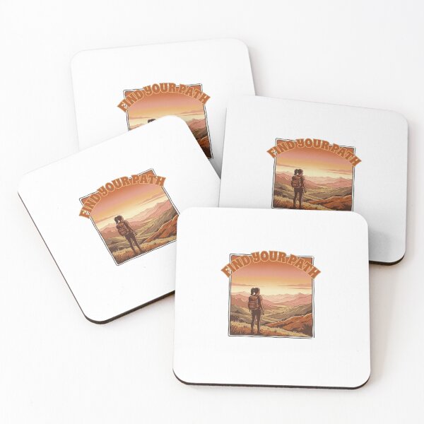 Item preview, Retro Valley Sunset Solo Female Hiker- Find Your Path Landscape Illustration designed and sold by Bloom & Quiet .