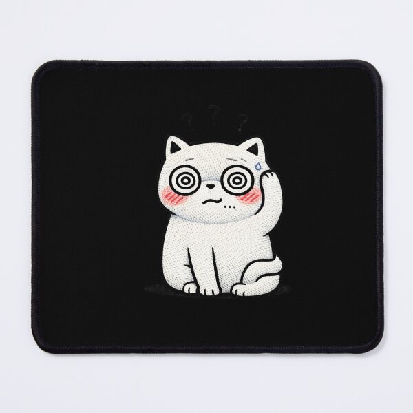 Item preview, Kawaii Overthinking Cat Embroidery Design, Cute Chubby Anime Anxiety Cat designed and sold by ColorSplash123.