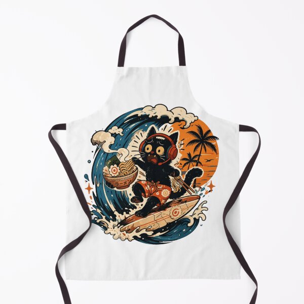 Item preview, Cute Black Cat Surfing Ramen designed and sold by ZenvyraLab.