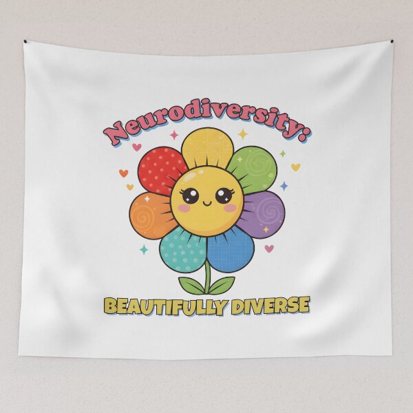 Item preview, Beautifully Diverse Flower Design – Neurodiversity Gift for Kids, Cute Kawaii Autism ADHD Awareness designed and sold by MindScience4You.