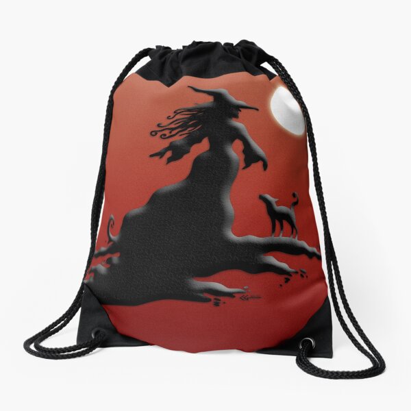Witch's Silhouette - Prints and Cards Drawstring Bag