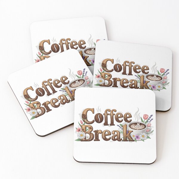 Item preview, Coffee Break Typography With Cup And Flowers designed and sold by pumsquare.