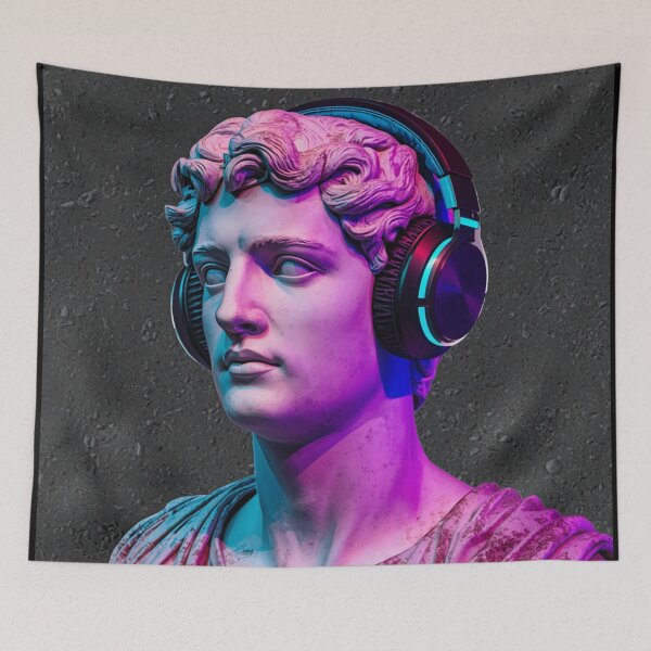 Item preview, Marble Statue with Modern Headphones designed and sold by omg-designs.