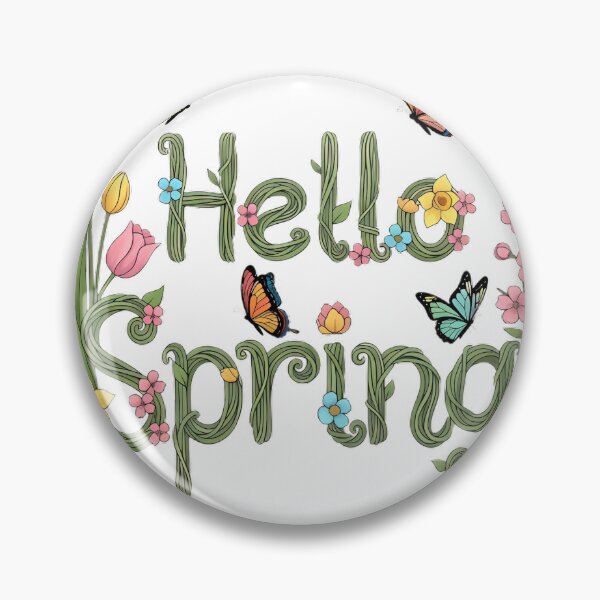 Item preview, Hello Spring Typography With Blooming Flowers And Butterflie designed and sold by pumsquare.