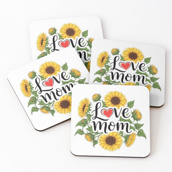 Item preview, Love Mom Typography With Heart And Sunflowers Illust designed and sold by pumsquare.