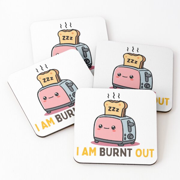 Item preview, Burnt Out Kawaii Toaster Funny Pun designed and sold by PunTeestic.