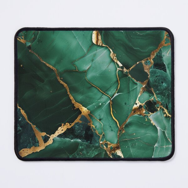 Item preview, Emerald Marble Design with Gold Cracks – Abstract Green Gold Art designed and sold by CosmicGlyph.