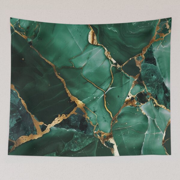 Item preview, Emerald Marble Design with Gold Cracks – Abstract Green Gold Art designed and sold by CosmicGlyph.