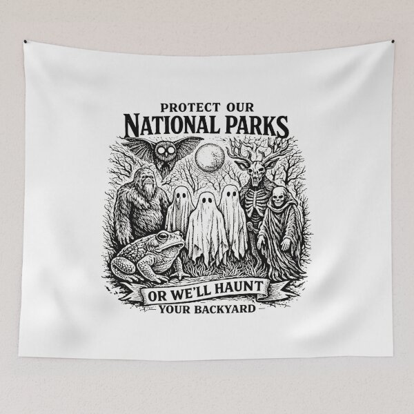 Item preview, Protect Our National Parks, Mothman Bigfoot Wendigo Ghost designed and sold by MargareteOH.