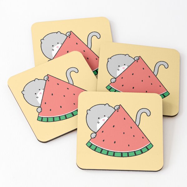 Item preview, Cute Grey Cat Peekaboo Watermelon designed and sold by ubborn.