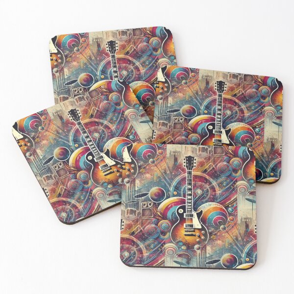 Item preview, Retro Music City Colorful Guitar Vinyl Record Design Rock Band Vintage Acoustic, Electric 1990 1980 Collector designed and sold by TheTimeTaxi.