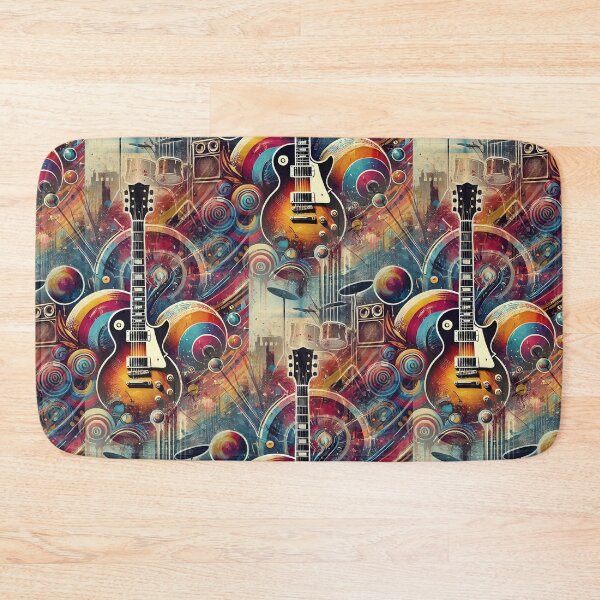 Item preview, Retro Music City Colorful Guitar Vinyl Record Design Rock Band Vintage Acoustic, Electric 1990 1980 Collector designed and sold by TheTimeTaxi.