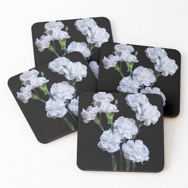 Item preview, White Carnation Flowers on Light Blue Shapes Mania designed and sold by Shapes-Mania.