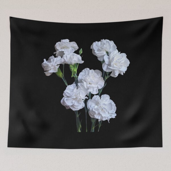 Item preview, White Carnation Flowers on Light Blue Shapes Mania designed and sold by Shapes-Mania.