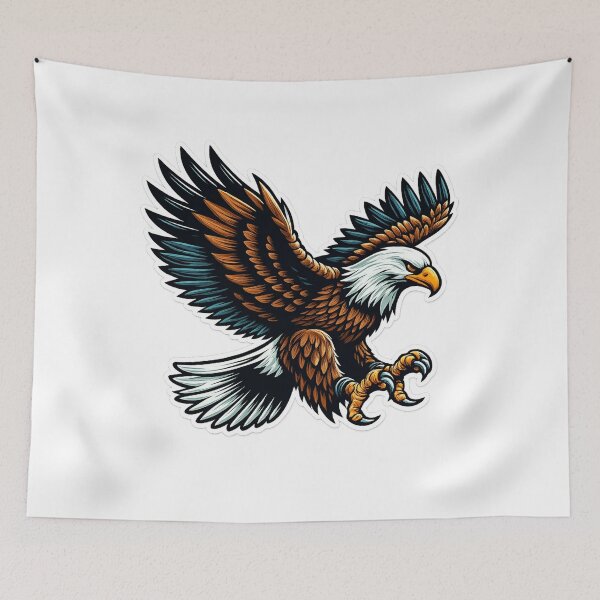 Item preview, Flying Bald Eagle Sticker – Powerful Wildlife Bird, Bold Eagle Vector Art, Freedom Symbol Design designed and sold by Kanvasly.