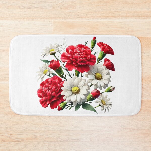 Item preview, Royal Red Carnation and White Daisies Bouquet Shapes Mania designed and sold by Shapes-Mania.