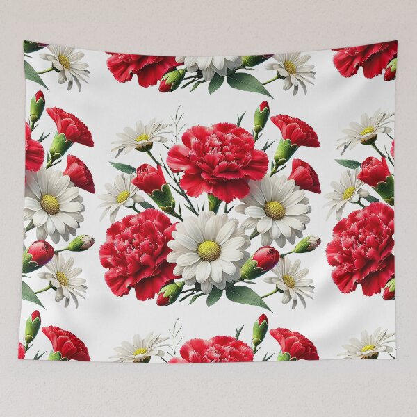 Item preview, Royal Red Carnation and White Daisies Bouquet Shapes Mania designed and sold by Shapes-Mania.