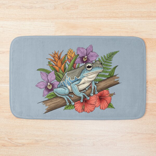 Item preview, Amazon Milk Frog on Branch with Tropical Flowers designed and sold by BirdsnStuff.