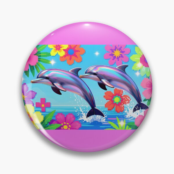 Item preview, Trapical Floral Dolphins Aesthetic and Y2K Aesthetic designed and sold by Wiss2Arts.