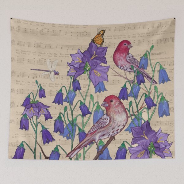 Item preview, Bellflowers and Finches designed and sold by Christina Lopez.