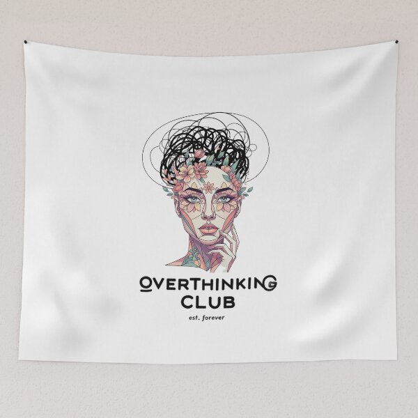 Item preview, Overthinking Club Shirt, Introvert Humor Tee, Mental Health Aesthetic brafdesign designed and sold by Brafdesign.