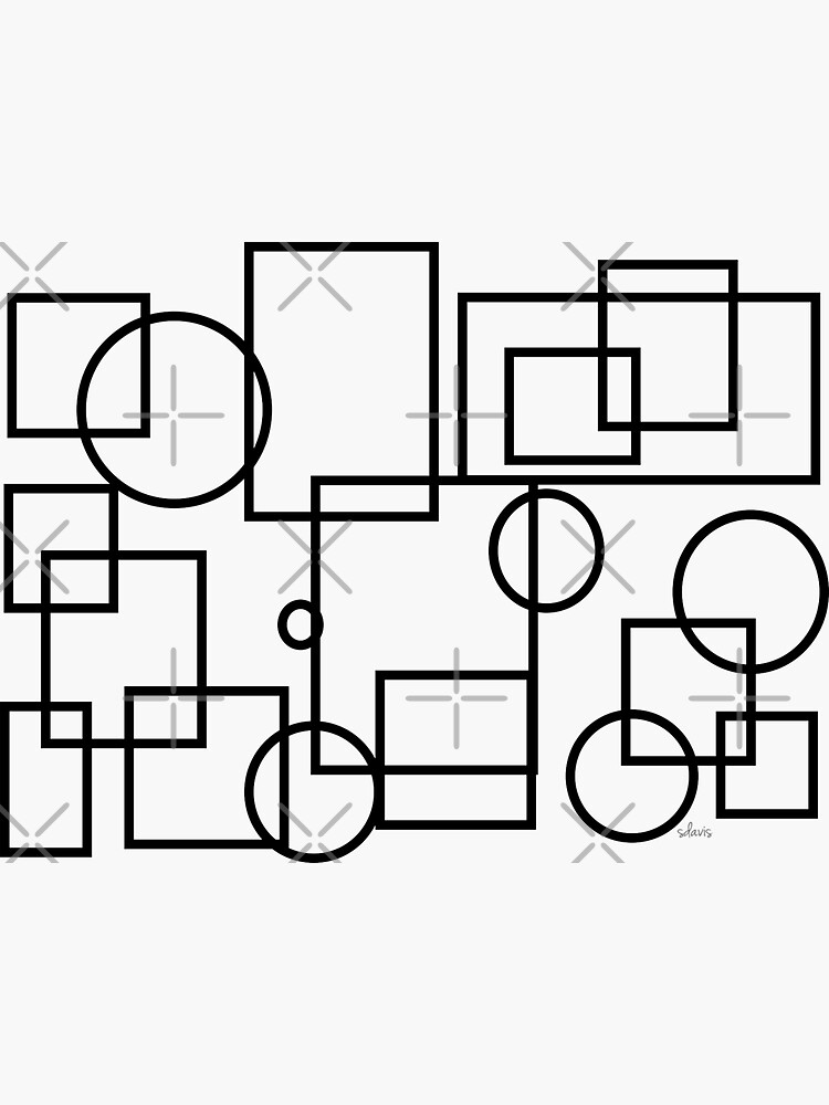 "Circles and Squares Abstract Art 8218" Sticker for Sale by