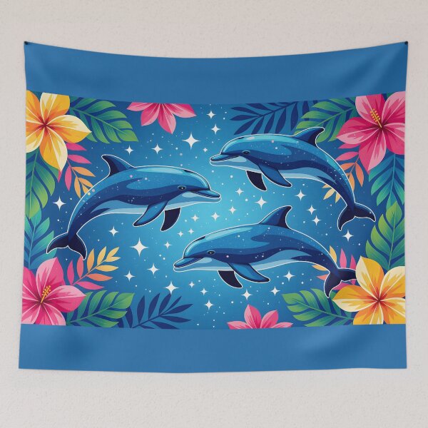 Item preview, Trapical Floral Dolphins Aesthetic and Y2K Aesthetic designed and sold by Wiss2Arts.