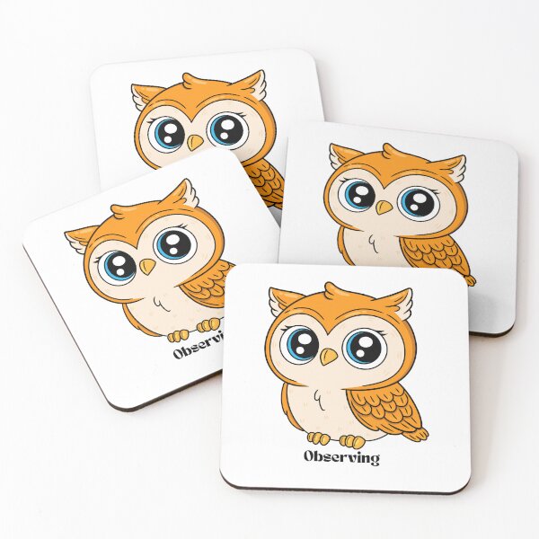 Item preview, Cute "Observing" Owl Sticker - Kawaii Orange Bird designed and sold by Saroj Snehi.