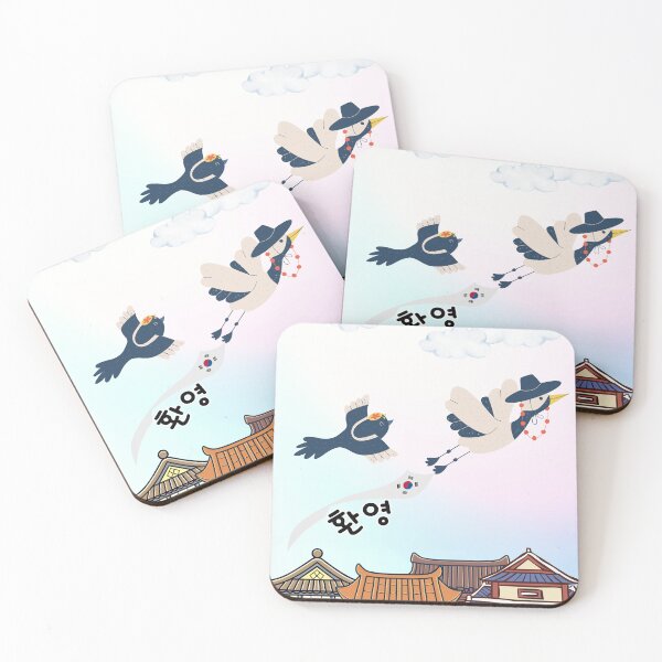 Item preview, Funny Crane and Magpie – Traditional Korea Illustration designed and sold by mycreastyle.