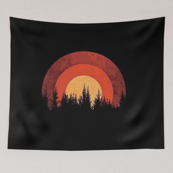 Item preview, Beautiful forest sunset landscape illustration  designed and sold by NivyasArtistry.