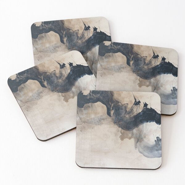 Item preview, Abstract brushstroke design in beige and black – Modern minimalist art designed and sold by CosmicGlyph.