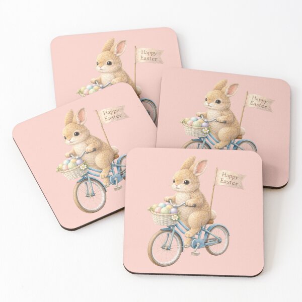 Item preview, Easter Bunny Bicycle Ride With Flag Watercolor designed and sold by inspired-works.