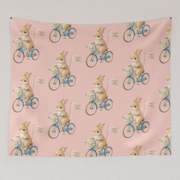 Item preview, Easter Bunny Bicycle Ride With Flag Watercolor designed and sold by inspired-works.