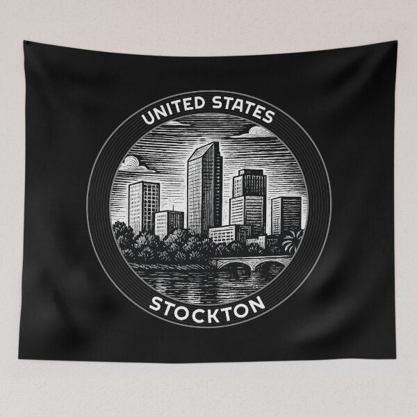 Item preview, Stockton USA Linocut Style  designed and sold by Thistle-TShop.