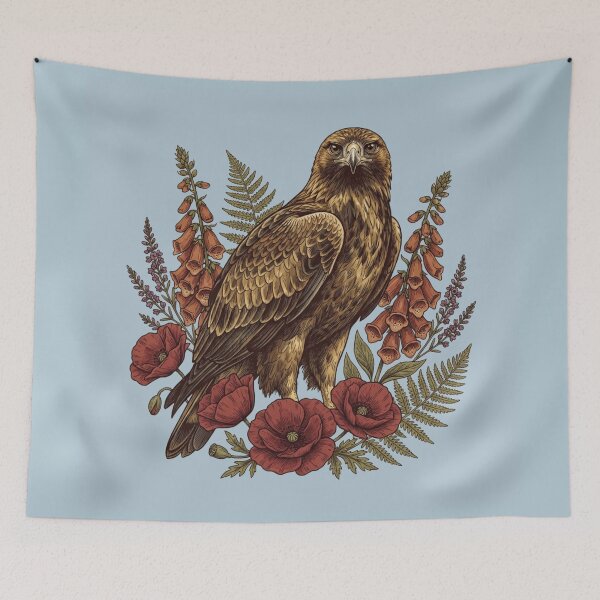 Item preview, Golden Eagle with Poppies Foxglove and Ferns designed and sold by BirdsnStuff.
