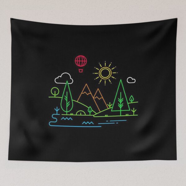 Item preview, Neon line art mountain landscape  designed and sold by NivyasArtistry.