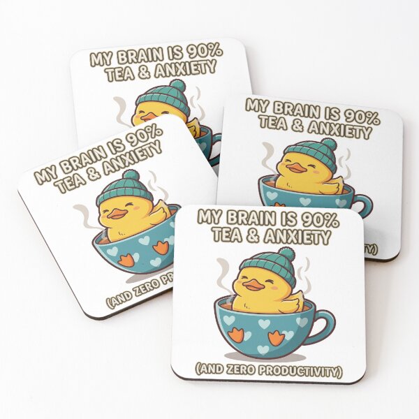 Item preview, My Brain Is 90% Tea and Anxiety - Funny Cute Duckling Coffee Mug Sticker designed and sold by Psychlee Best Finds.
