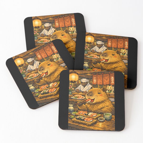 Item preview, Capybara Eating Sushi -  Pixel Art designed and sold by Simmetrika.