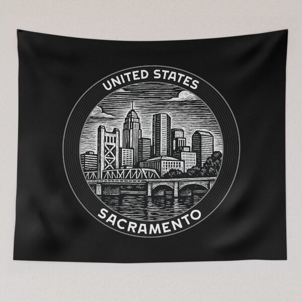 Item preview, Sacramento USA Linocut Style  designed and sold by Thistle-TShop.