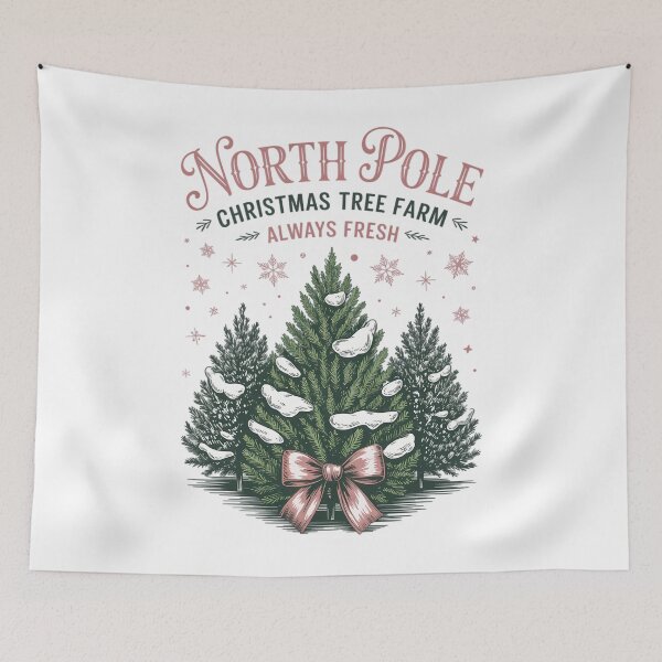 Item preview, North pole Pink Christmas Coquette bow Christmas Season Christmas tree designed and sold by EllenJast.