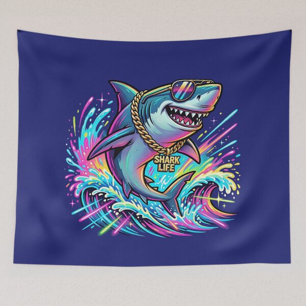 Item preview, Party Shark Madness – Neon Ocean Rave designed and sold by RH Design Lab.