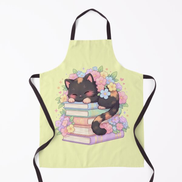 Item preview, Kawaii Cute Black Cat Sleeping on Books Spring Flowers Waterproof Vinyl Book Lovers Kindle Reading  Cat lovers designed and sold by Sketchbook Studio by Aqsaa.