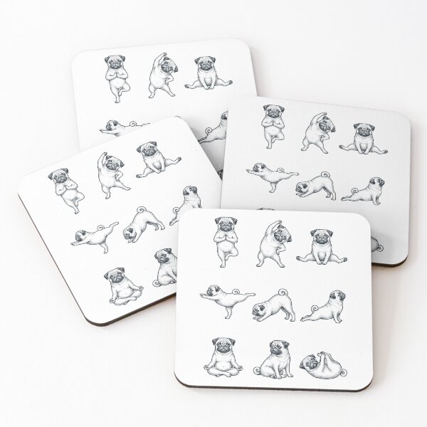 Item preview, Vintage Pug Yoga Poses Funny Meditation Dog Mom Lover designed and sold by DoodleTortle.