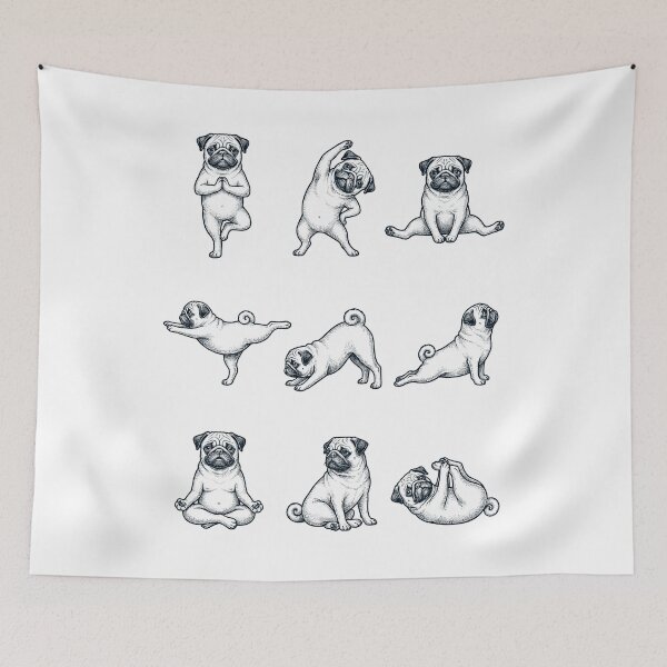Item preview, Vintage Pug Yoga Poses Funny Meditation Dog Mom Lover designed and sold by DoodleTortle.