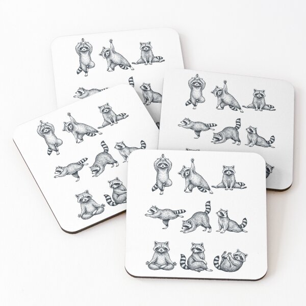 Item preview, Vintage Raccoon Yoga Poses Funny Meditation Animal Lover designed and sold by DoodleTortle.