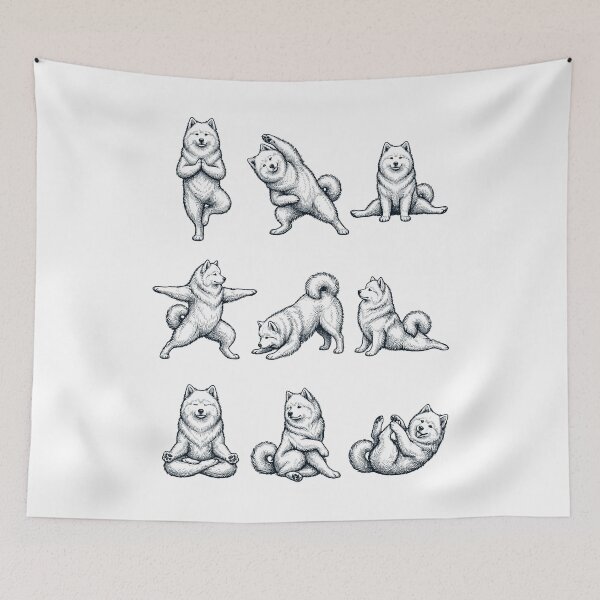 Item preview, Vintage Samoyed Yoga Poses Funny Meditation Dog Mom Lover designed and sold by DoodleTortle.