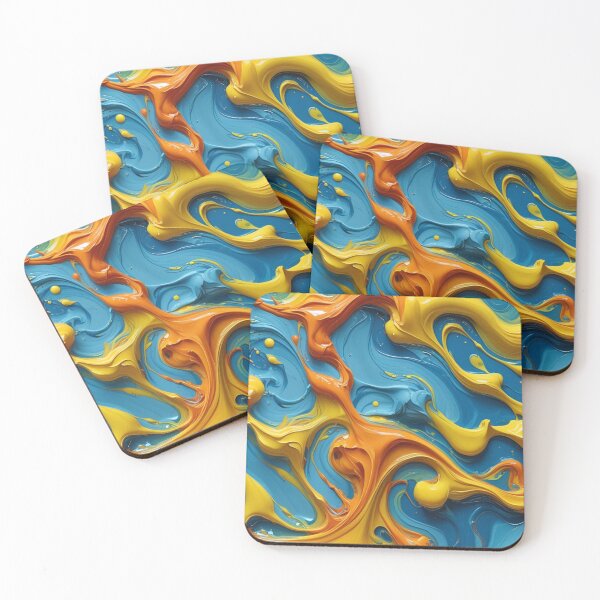 Item preview, Acrylic liquid waves in a combination of yellow and blue designed and sold by noanstudios.